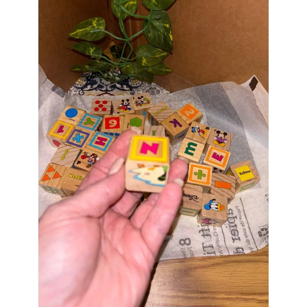 Disney Mickey Mouse Friends Wooden Alphabet Number Blocks Educational Toy Lot